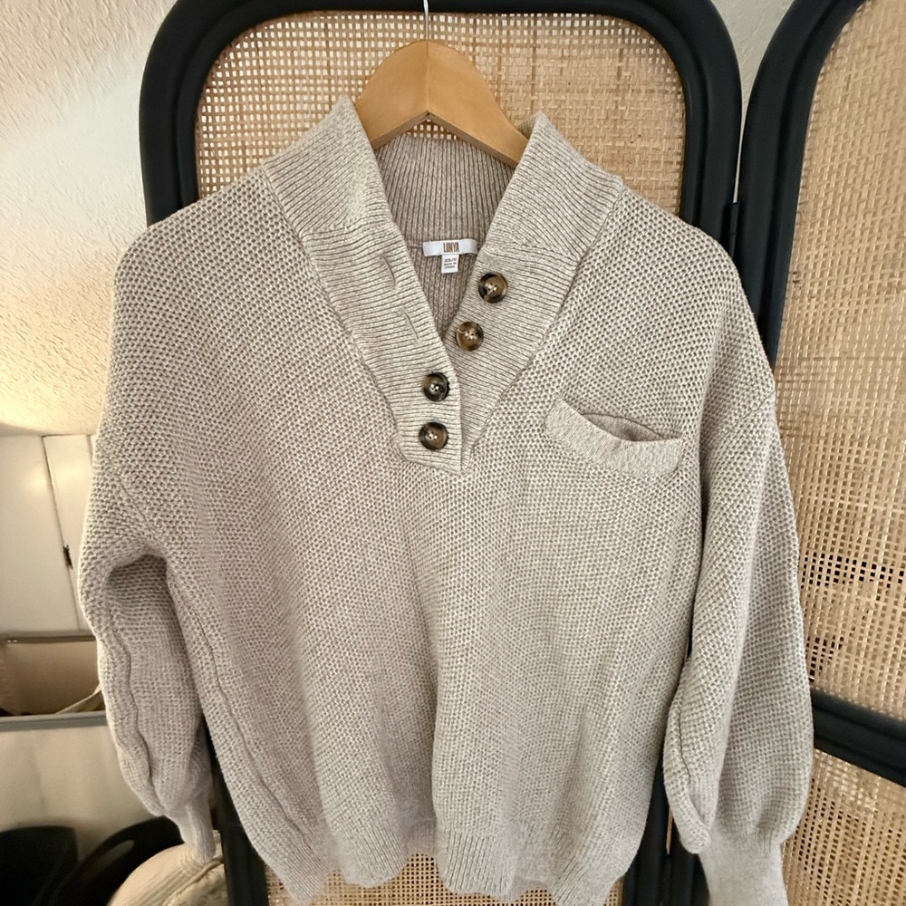 Lunya Cottonsilk Pocket Henley in Oat Marl